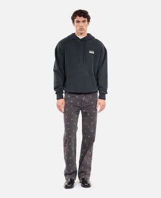 The Kooples H BLACK WASHED black 100% wild serigraphy sweatshirt