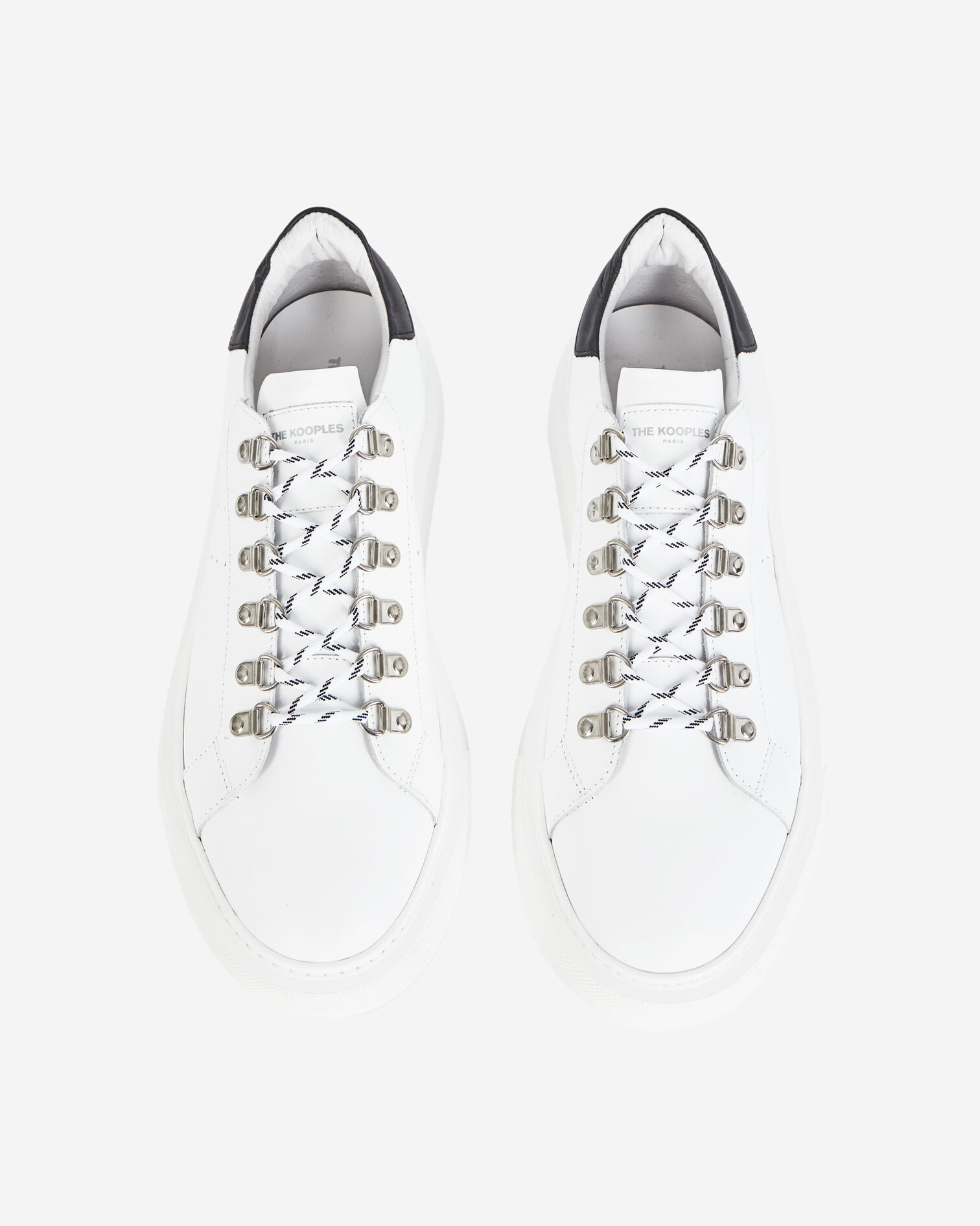 Wedge white sneakers in leather with eyelets, WHITE, hi-res image number null
