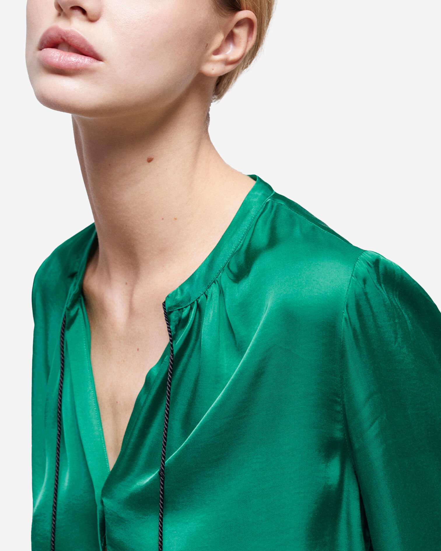Green shirt with puffed sleeves, GREEN, hi-res image number null