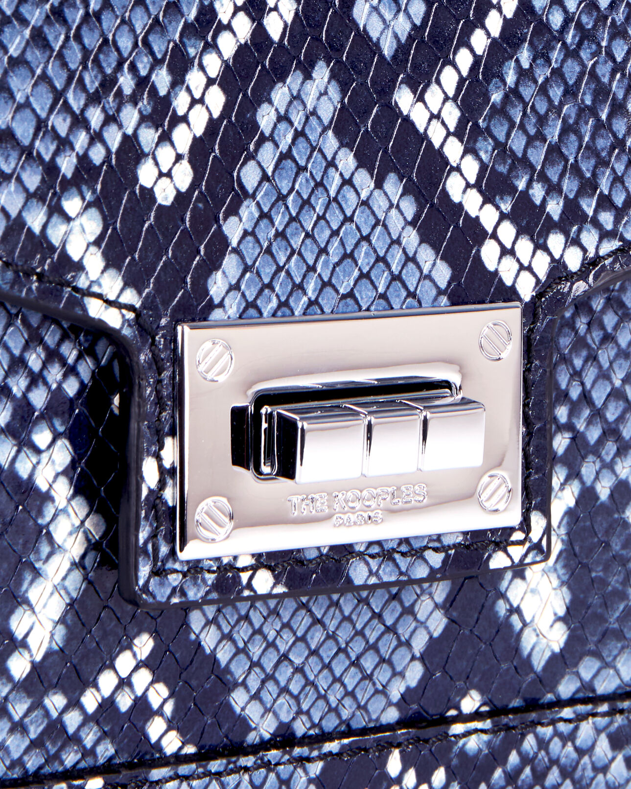 The Kooples FEMME NAVY sac emily chaîne en cuir effet python bleu