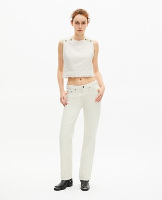 The Kooples F ECRU ecru tweed top