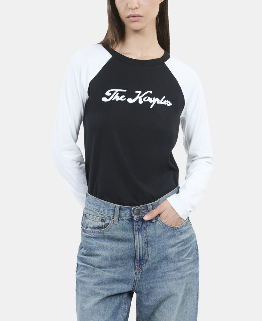 The Kooples FEMME BLACK t-shirt manches longues noir et blanc