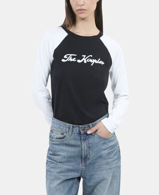 The Kooples FEMME BLACK t-shirt manches longues noir et blanc