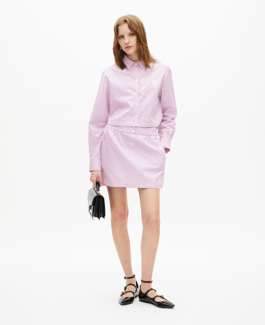 The Kooples WOMEN PINK BLACK pink poplin striped shirt