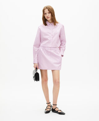 The Kooples WOMEN PINK BLACK pink poplin striped shirt