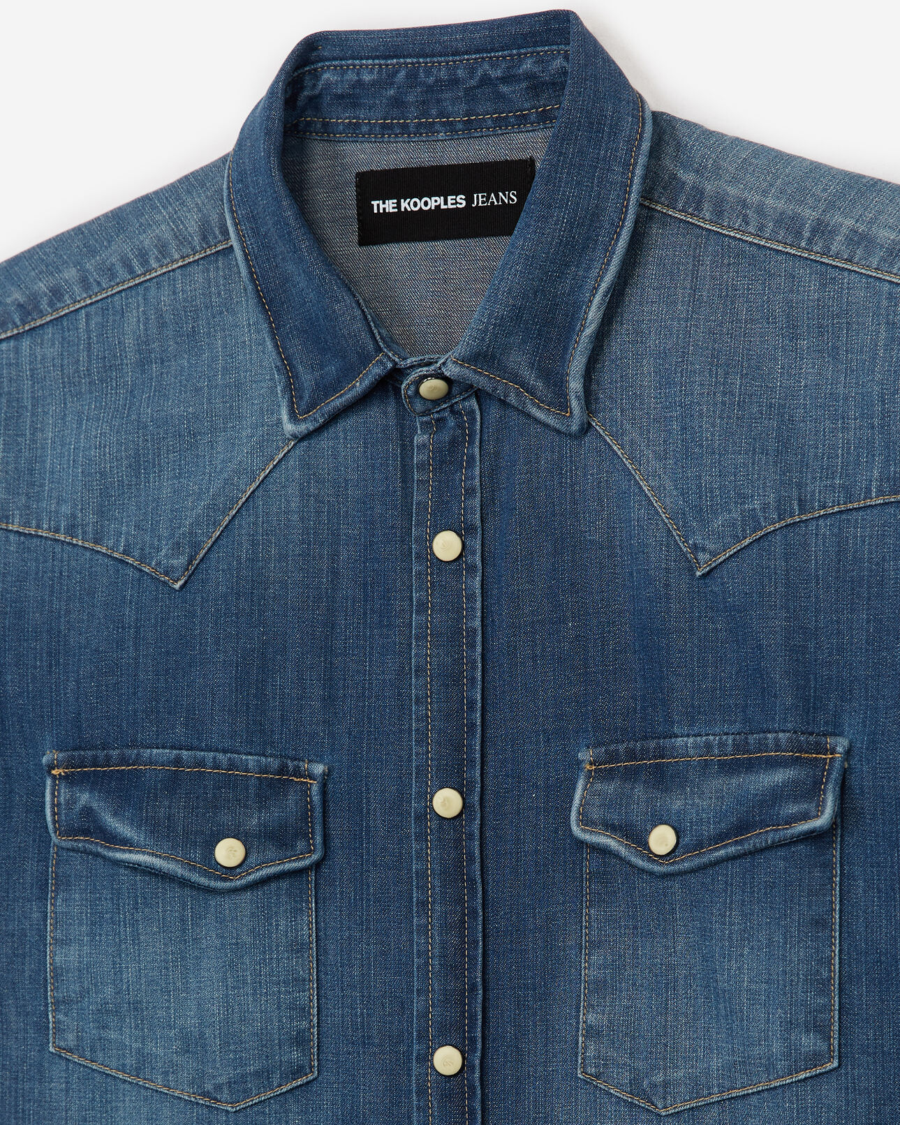 The Kooples H BLUE western-style faded blue denim shirt