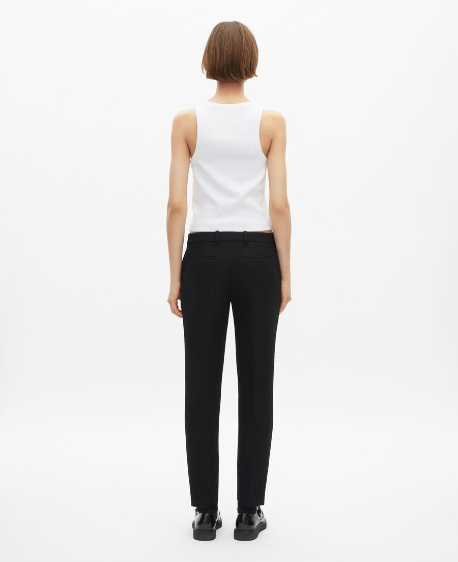 The Kooples FEMME BLACK pantalon tailleur en crêpe noir coupe droite