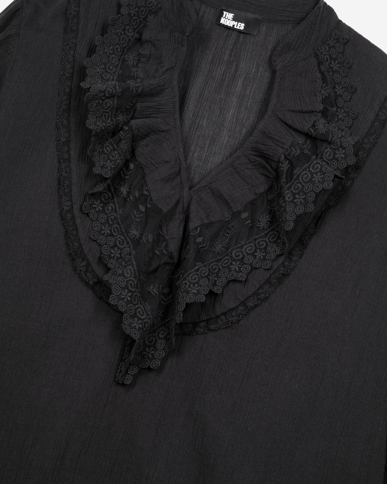 The Kooples FEMME BLACK blouse avec guipure noire