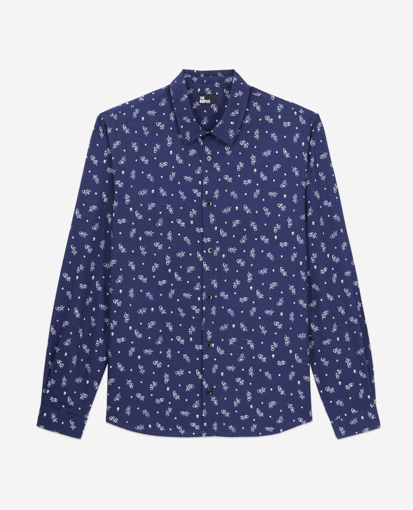 The Kooples HERREN WHITE / NAVY bedrucktes hemd