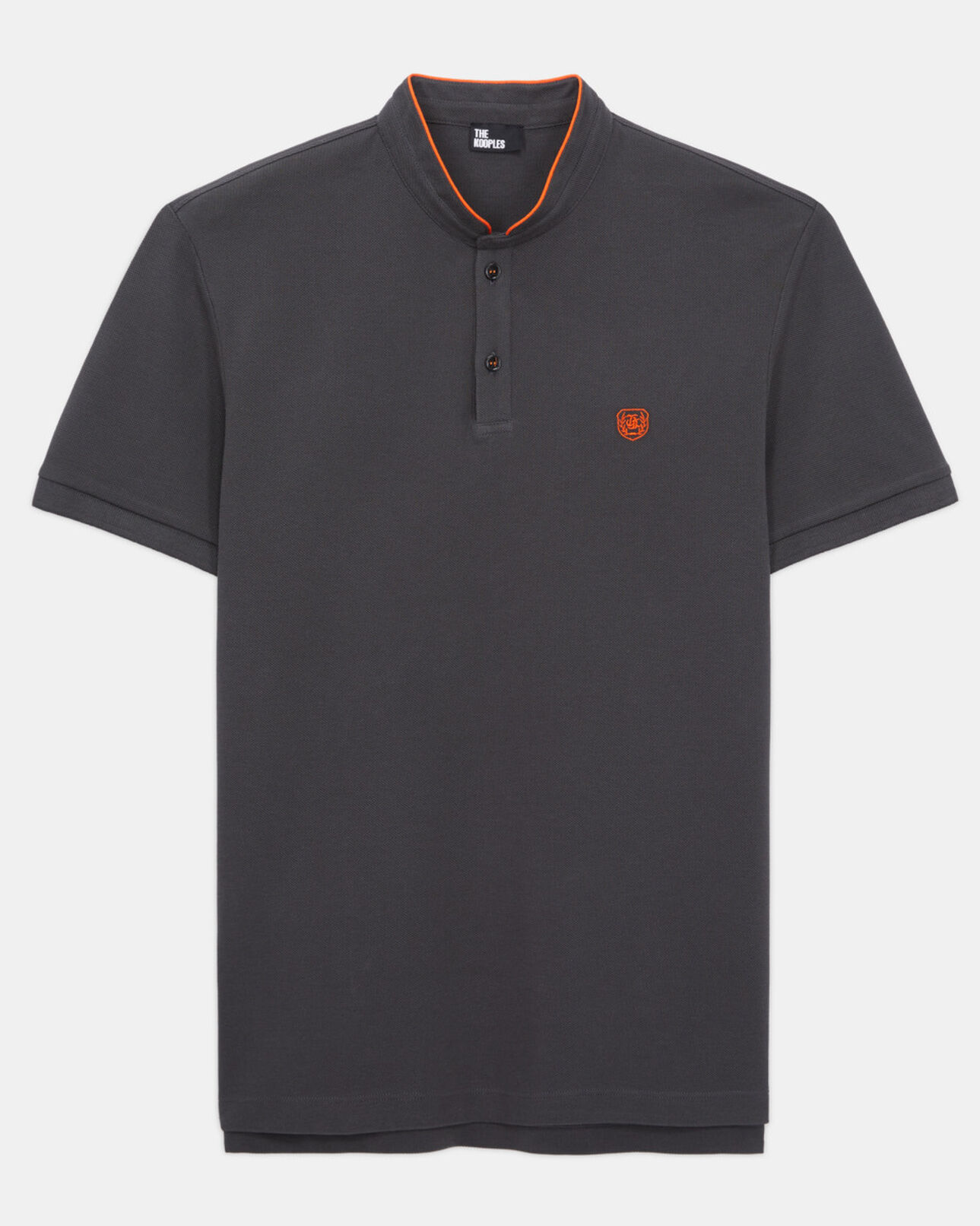The Kooples MEN BLACK-ORANGE  black officer collar polo shirt