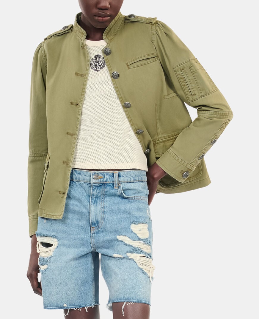 The Kooples WOMEN OLIVE NIGHT khaki officer style jacket