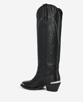 The Kooples FEMME BLACK bottes western en cuir noir