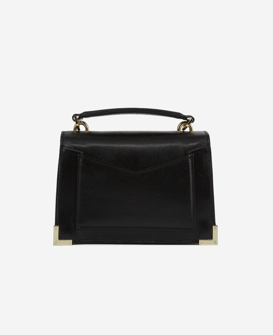 Small black leather handbag with gold details The Kooples