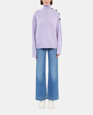 The Kooples FEMME LIGHT PURPLE pull en cachemire avec boutons mauve