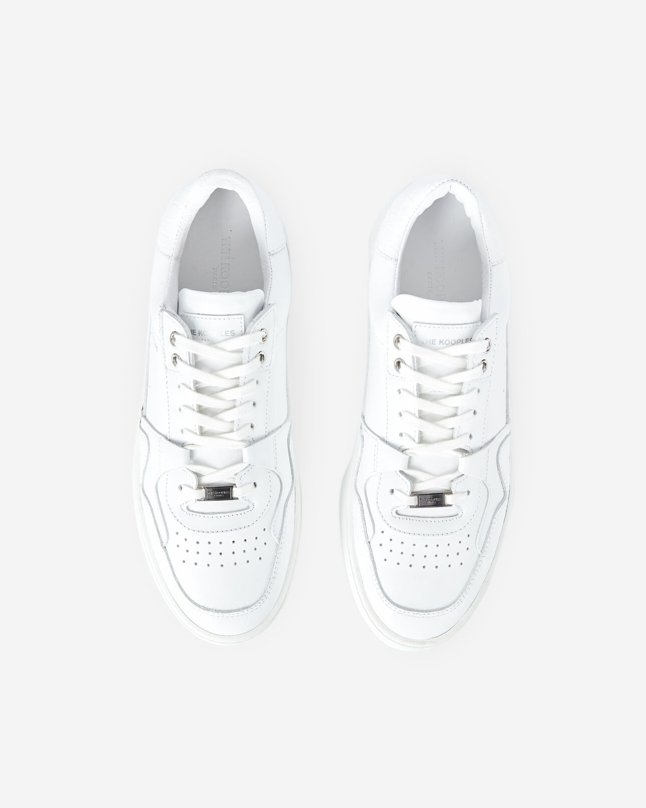 The Kooples DAMEN WHITE weiße turnschuhe aus leder mit krokodetail