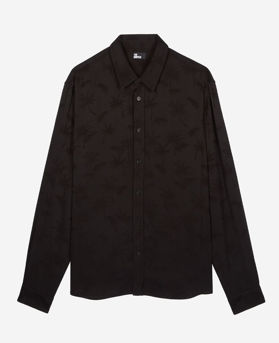 The Kooples MEN BLACK black jacquard shirt with palm trees