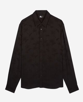 The Kooples MEN BLACK black jacquard shirt with palm trees