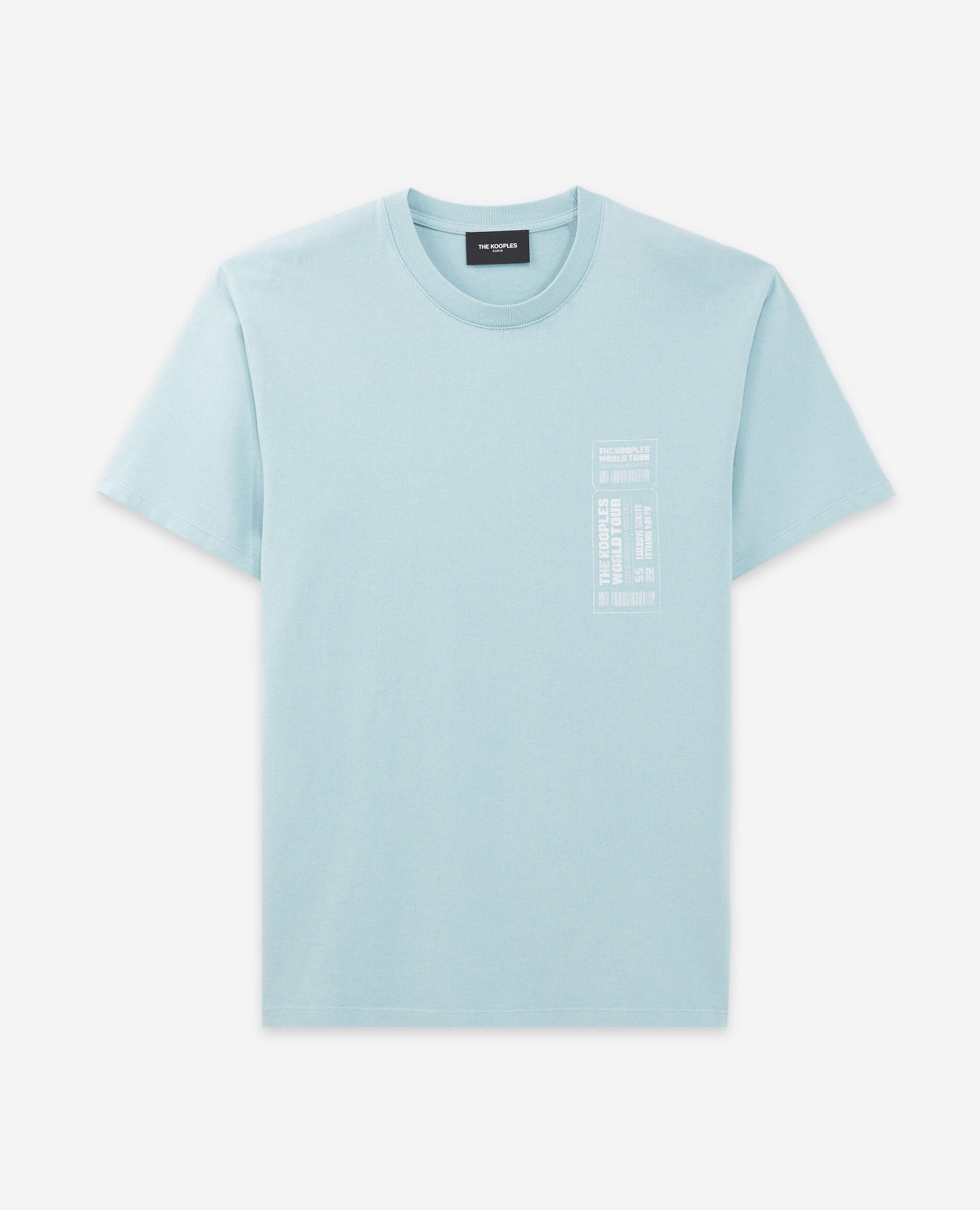 T-Shirt himmelblau Baumwolle Kontrastlogo, BLUE SKY, hi-res image number null
