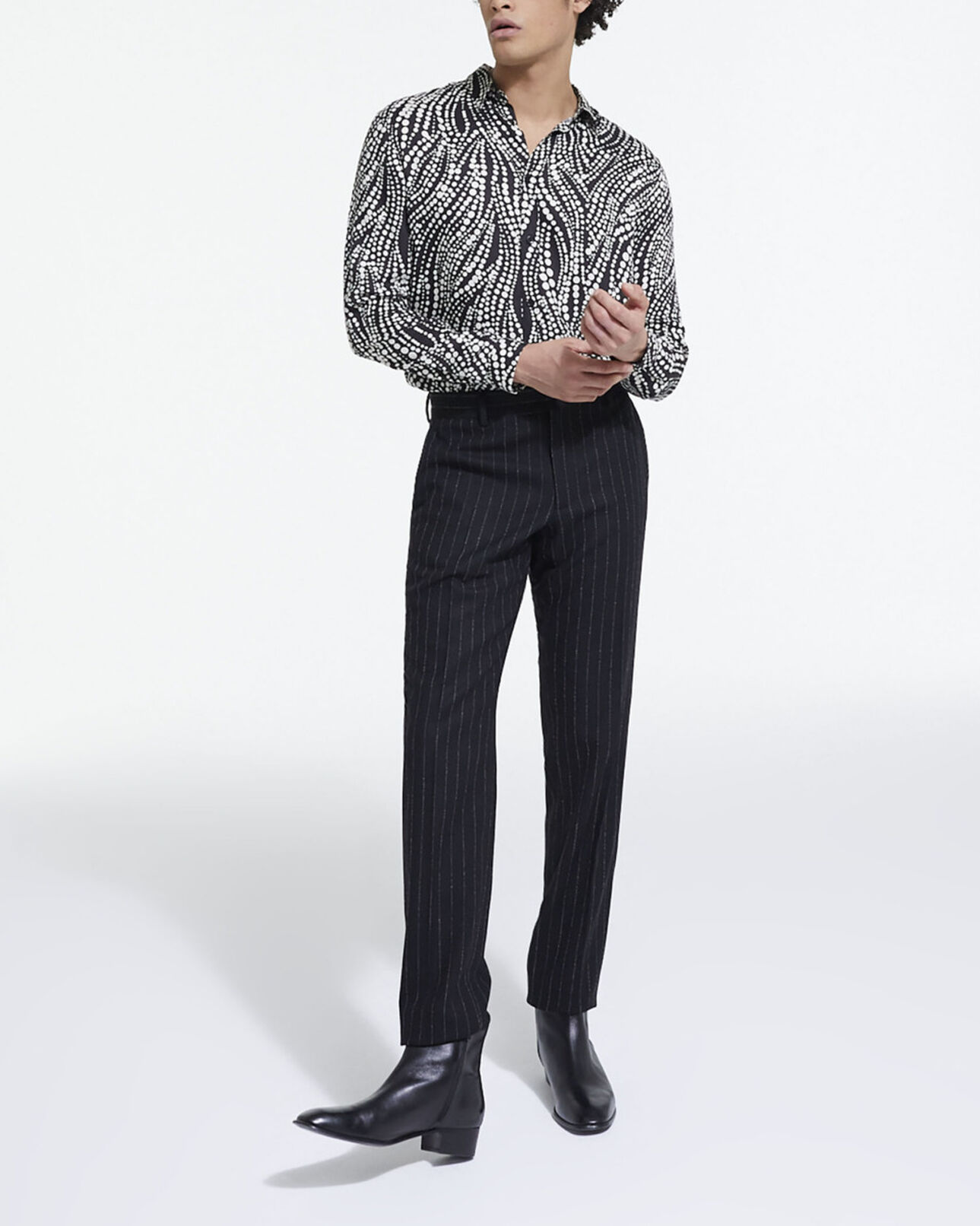 The Kooples MEN BLACK WHITE printed shirt with classic collar