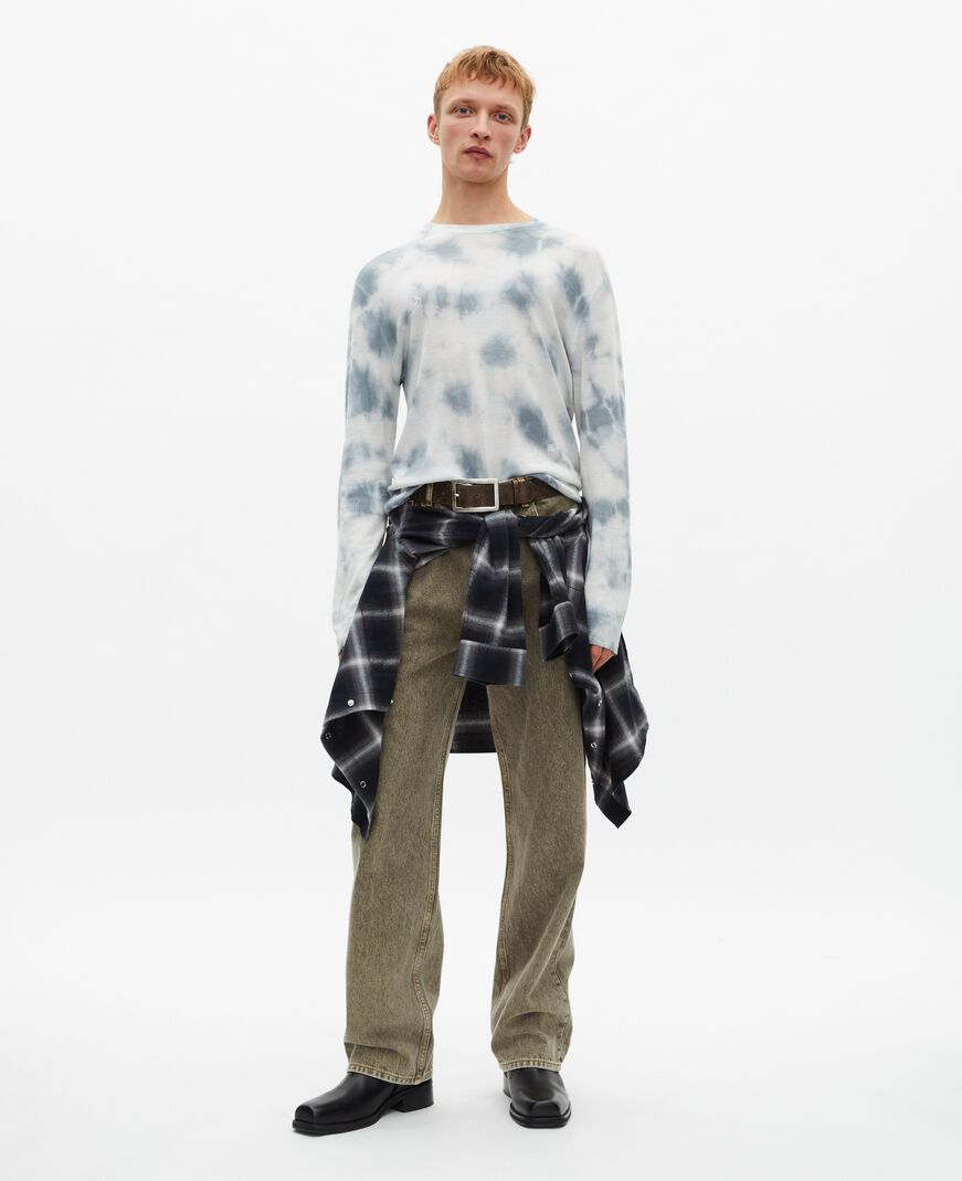 The Kooples H LIGHT BLUE/WHITE blue tie and dye merino wool sweater
