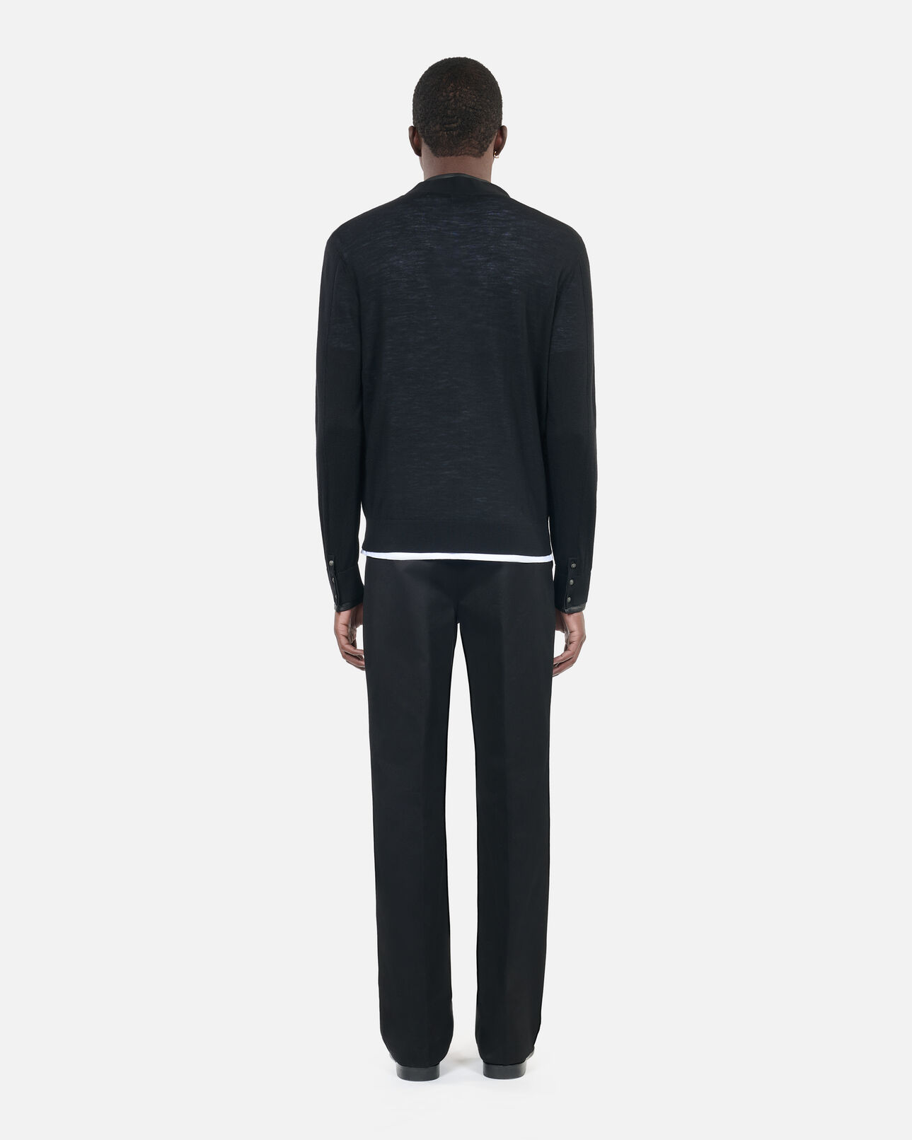 The Kooples HOMME BLACK cardigan en laine merinos noire