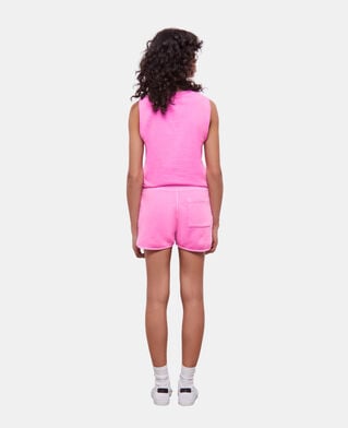 The Kooples WOMEN FLUO PINK fluorescent pink fleece shorts with logo