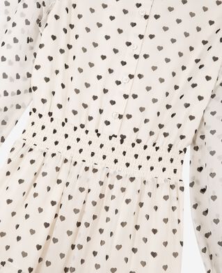 The Kooples FEMME WHITE / BLACK robe longue imprim&eacute; c&oelig;urs &eacute;crue