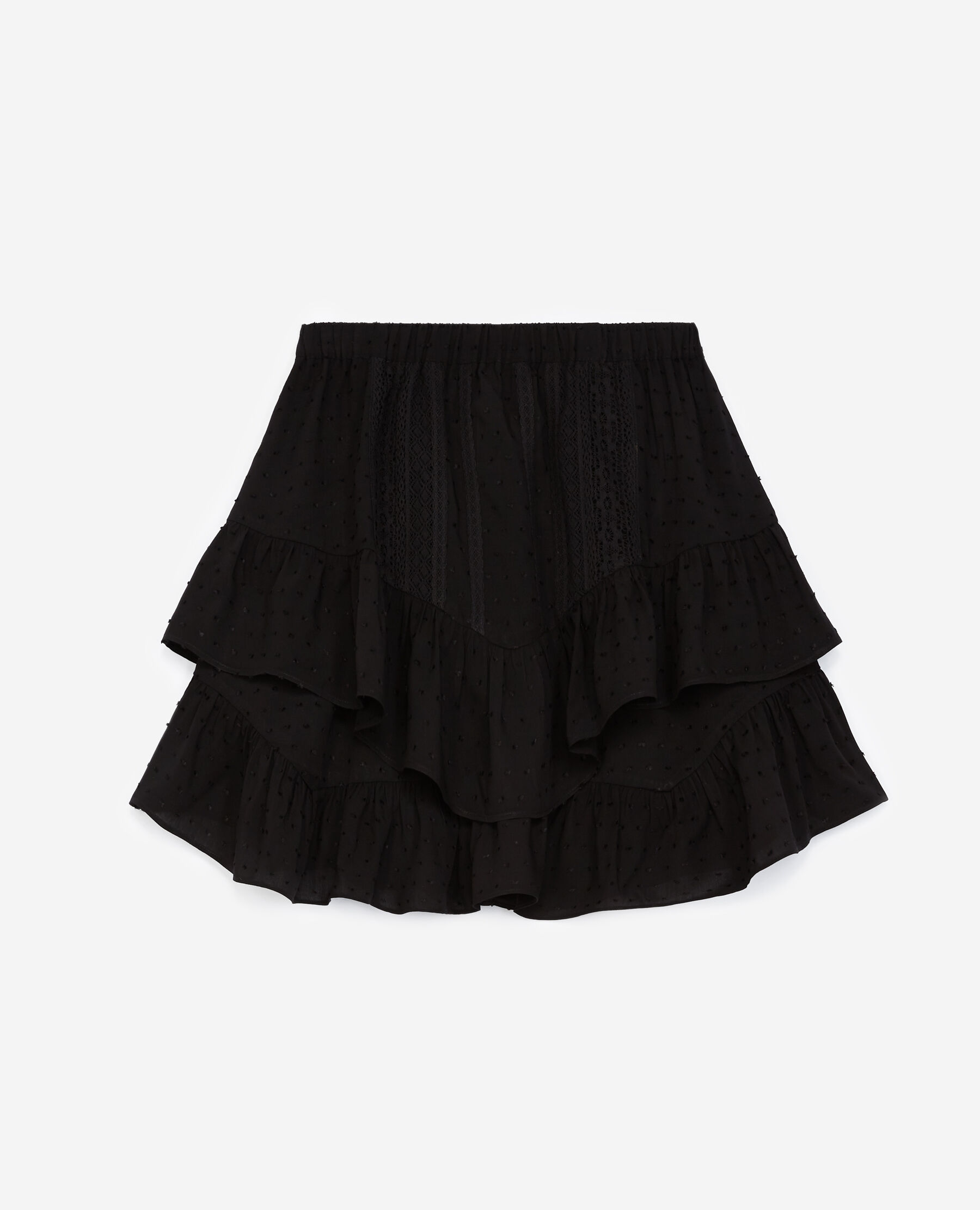 Jupe courte fluide noire a volants The Kooples France