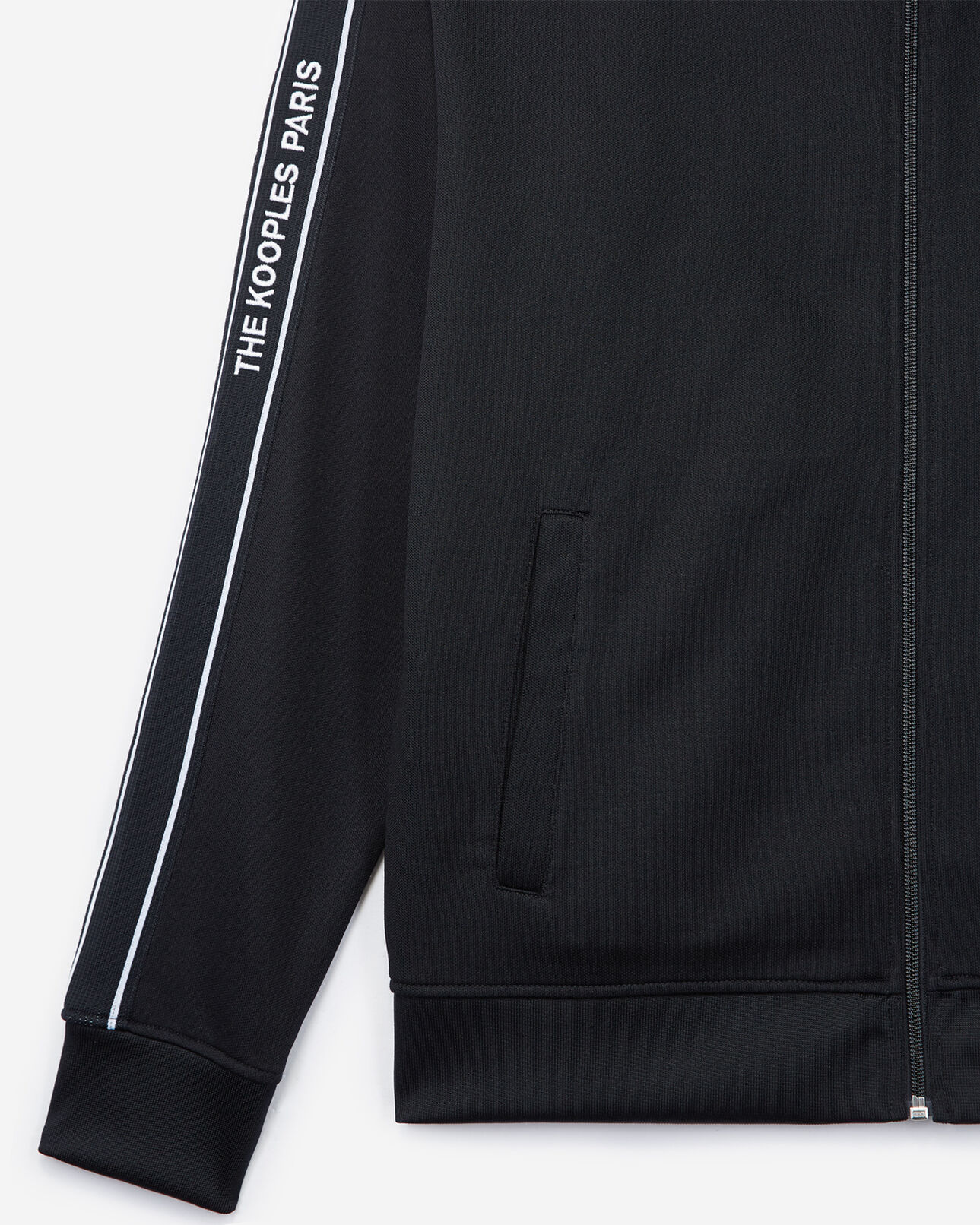 The Kooples HOMME NAVY sweat zippé bleu marine à col teddy et bande avec logo