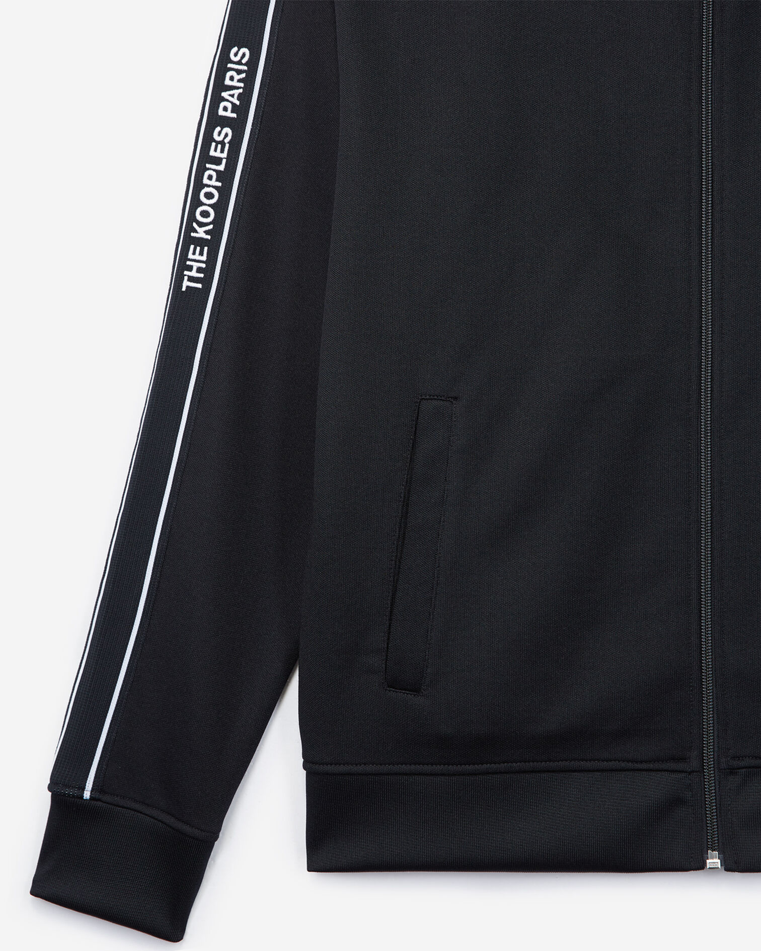 Sweat zippé bleu marine à col teddy et bande avec logo, NAVY, hi-res image number null