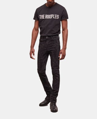 The Kooples HERREN BLACK WASHED schwarze jeans mit slim-fit-passform und strassbesatz