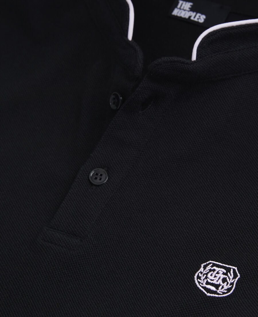 The Kooples H BLACK / PINK black cotton polo t-shirt