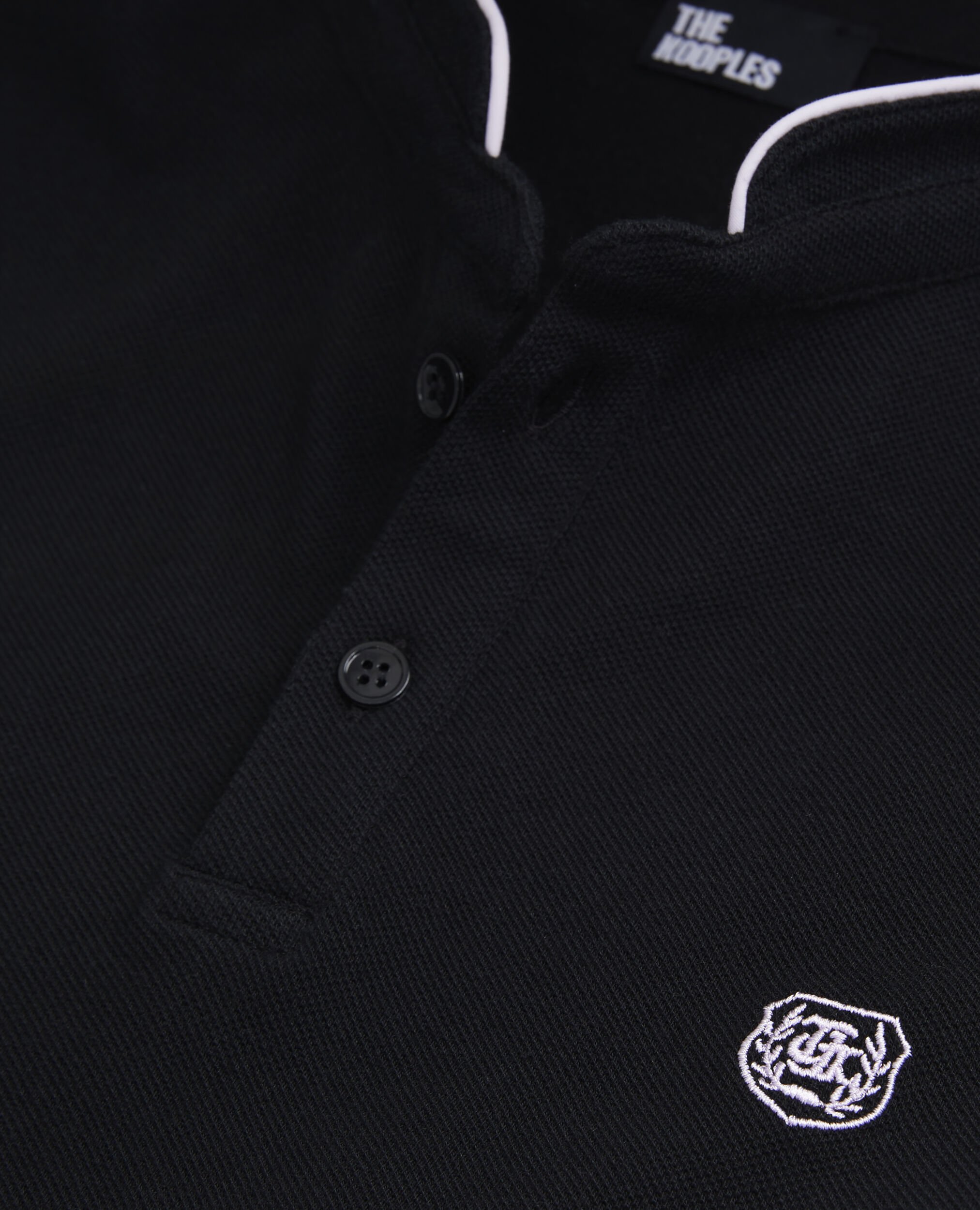Black cotton polo t-shirt, BLACK / PINK, hi-res image number null