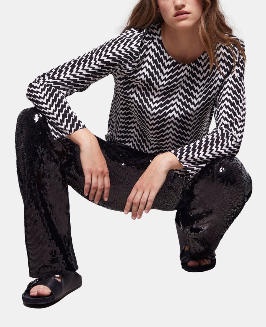 The Kooples FEMME BLACK WHITE top imprimé noir