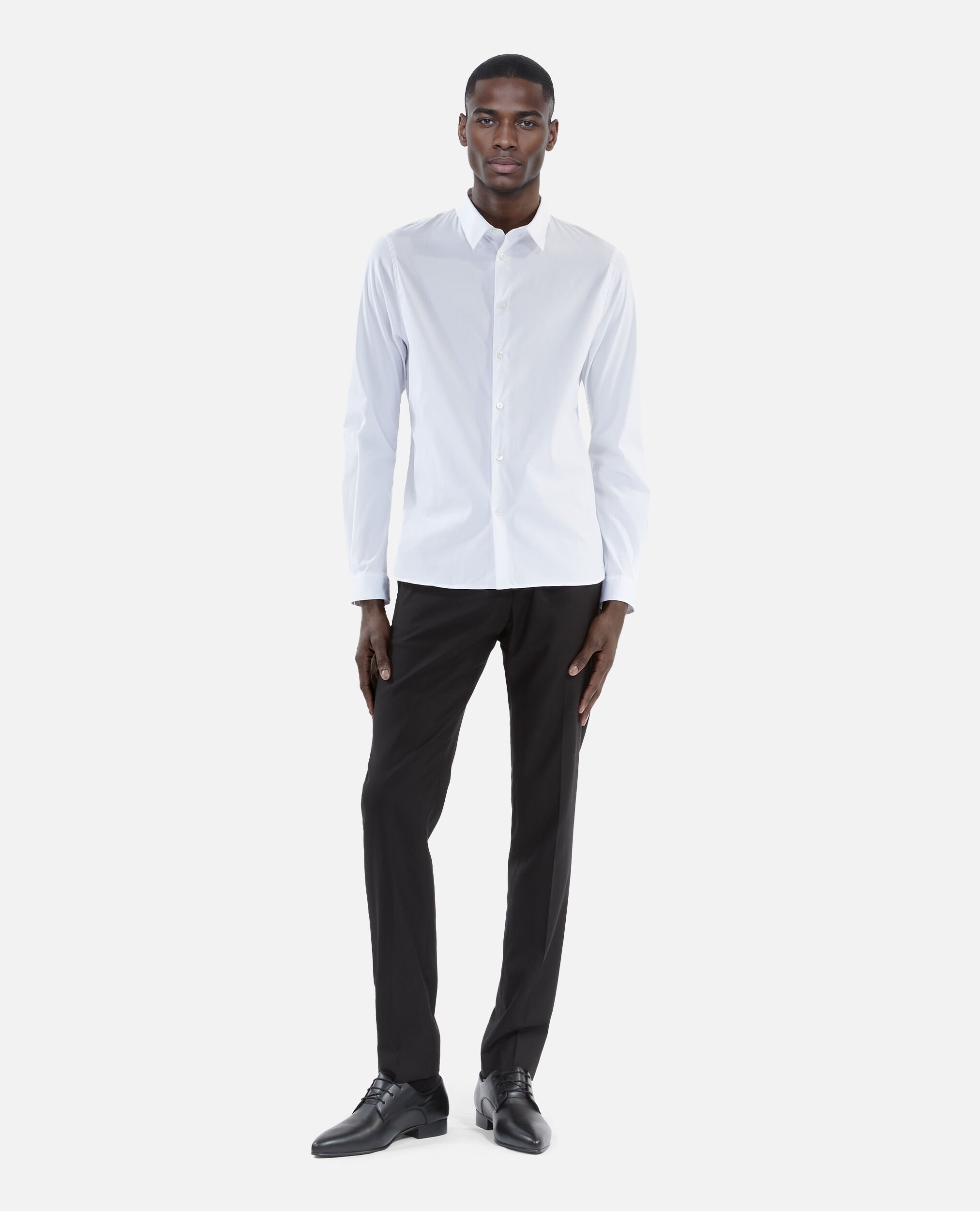 Formal white poplin shirt, WHITE, hi-res image number null