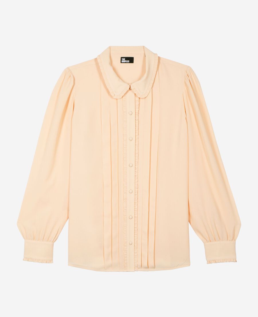 The Kooples FEMME NUDE POUDRE chemise avec d&eacute;tails de plissage p&ecirc;che