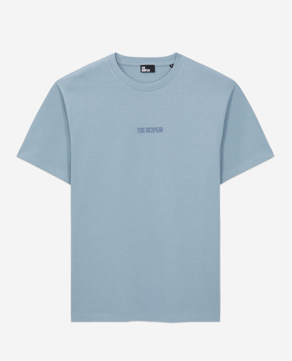 blue t-shirt with logo