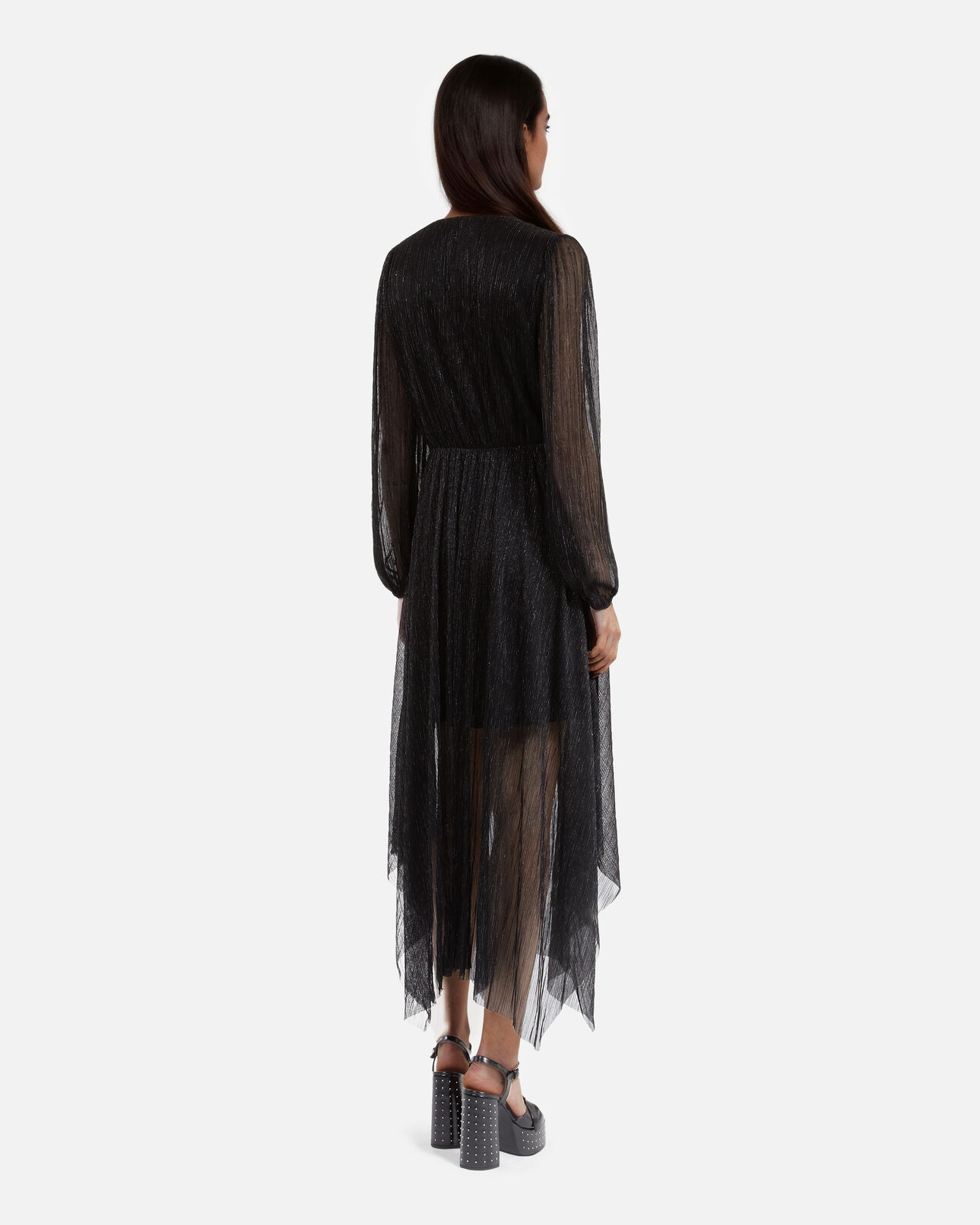 The Kooples DAMEN BLACK langes plissiertes kleid schwarz