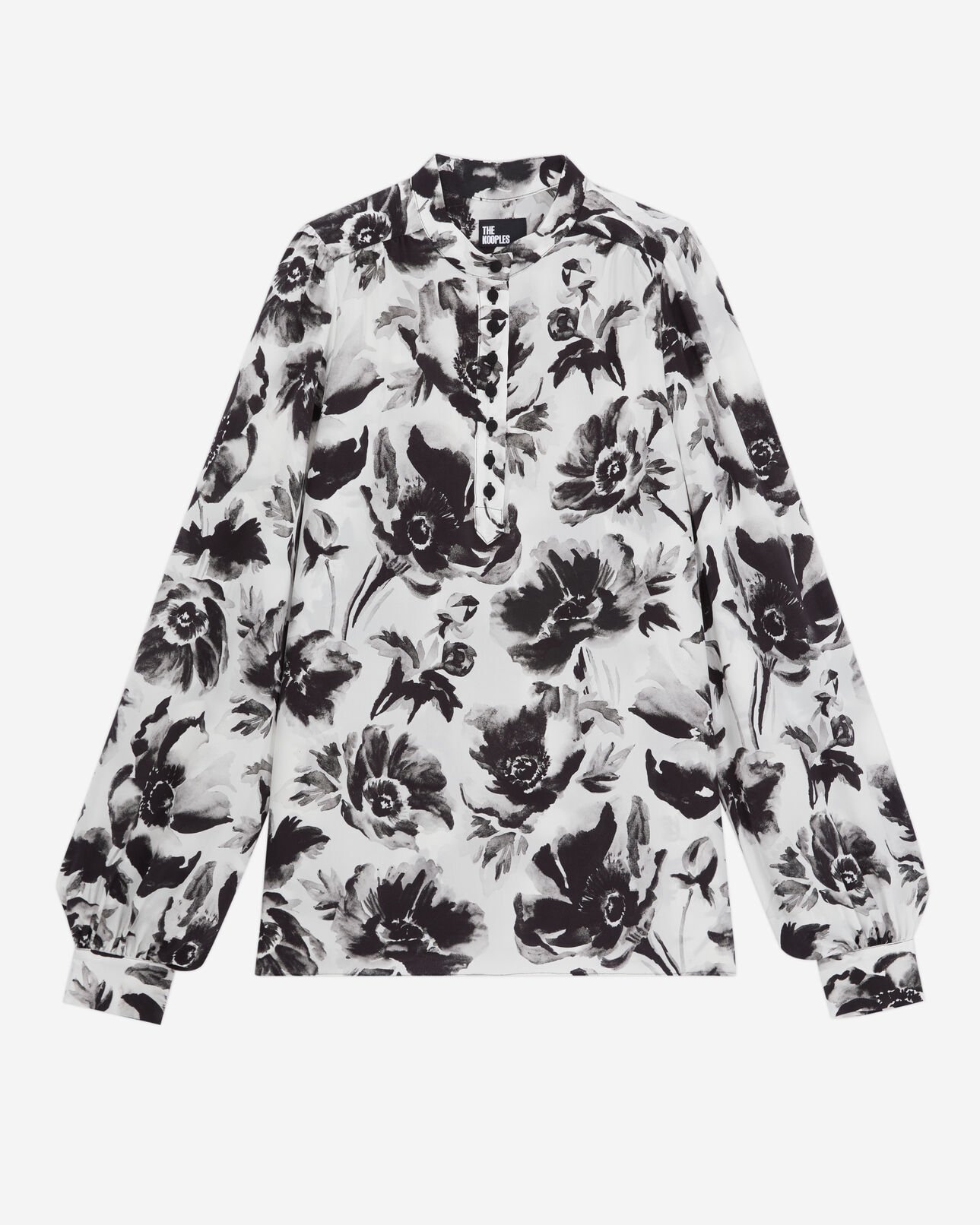 The Kooples WOMEN BLACK WHITE printed top with buttoning
