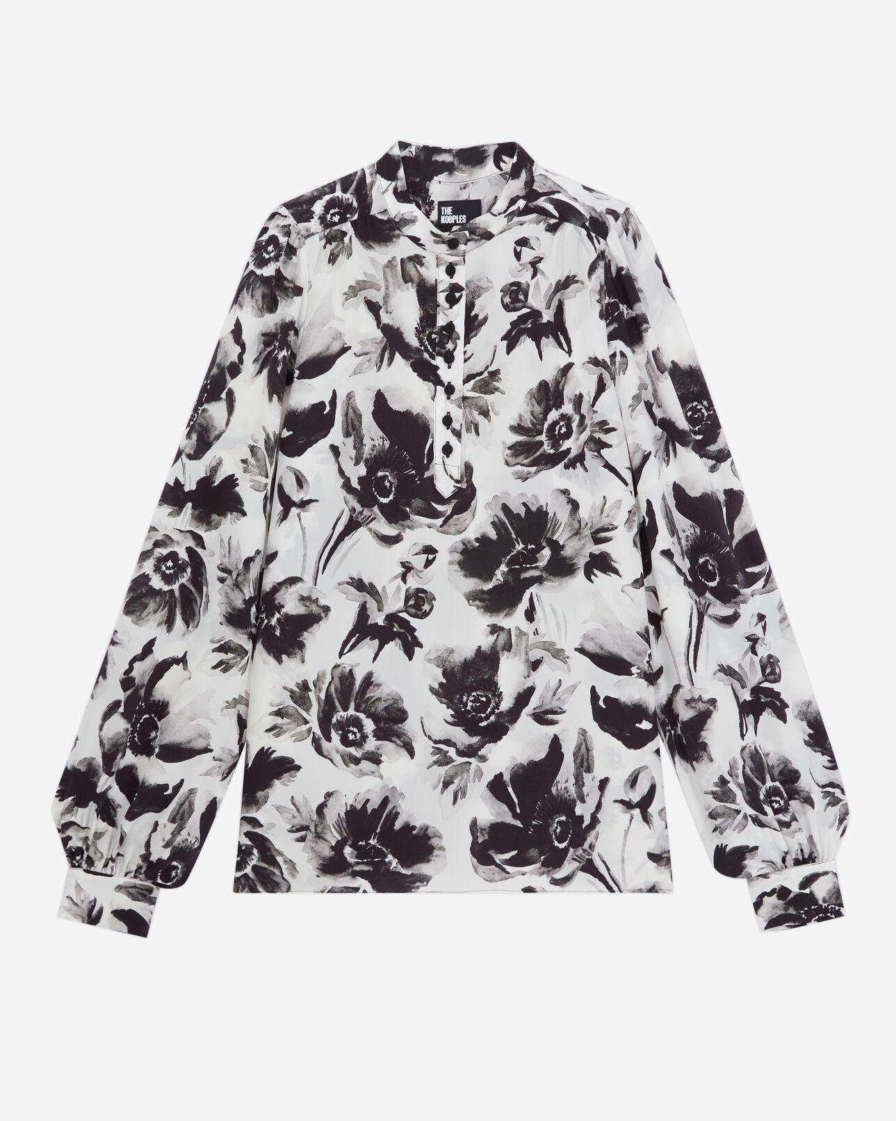 The Kooples WOMEN BLACK WHITE printed top with buttoning