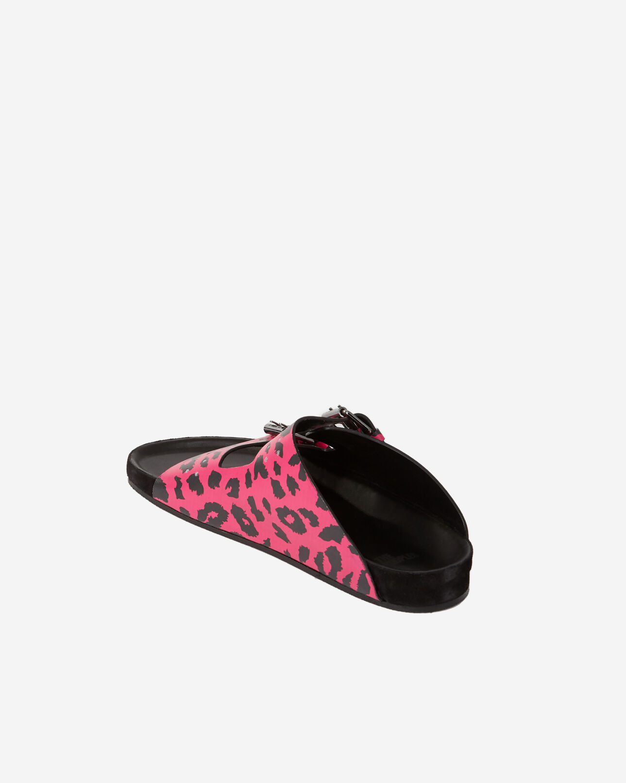 The Kooples WOMEN PINK printed leather sandals with double straps