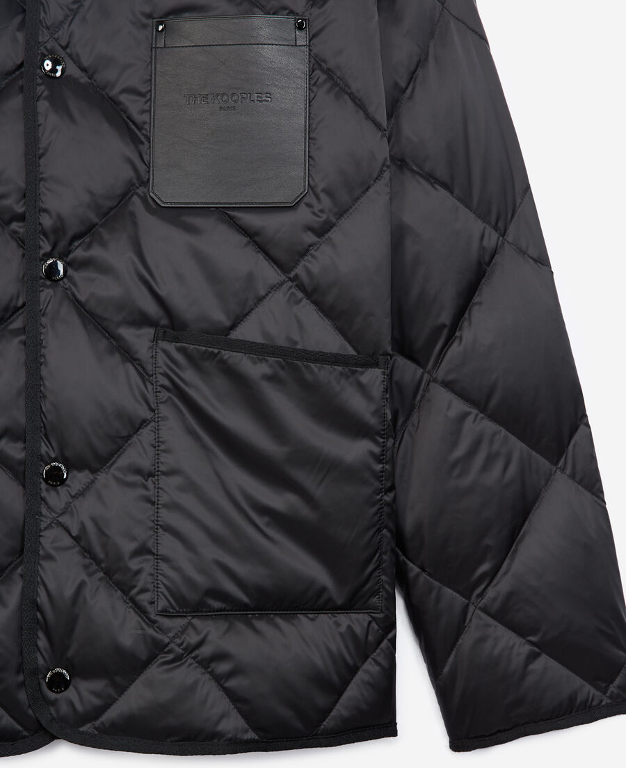 Quilted embroidered jacket w/leather pocket The Kooples UK