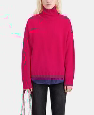 The Kooples FEMME CHERRY pull en cachemire avec boutons fuchsia