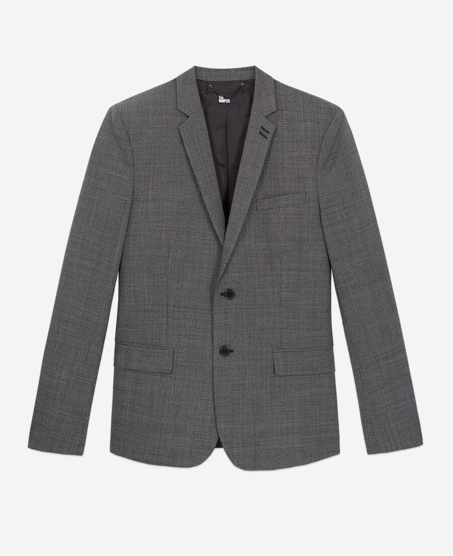 chaqueta traje negra lana micromotivos