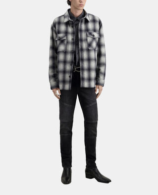 The Kooples MEN GREY BLACK checkered wool-blend overshirt jacket