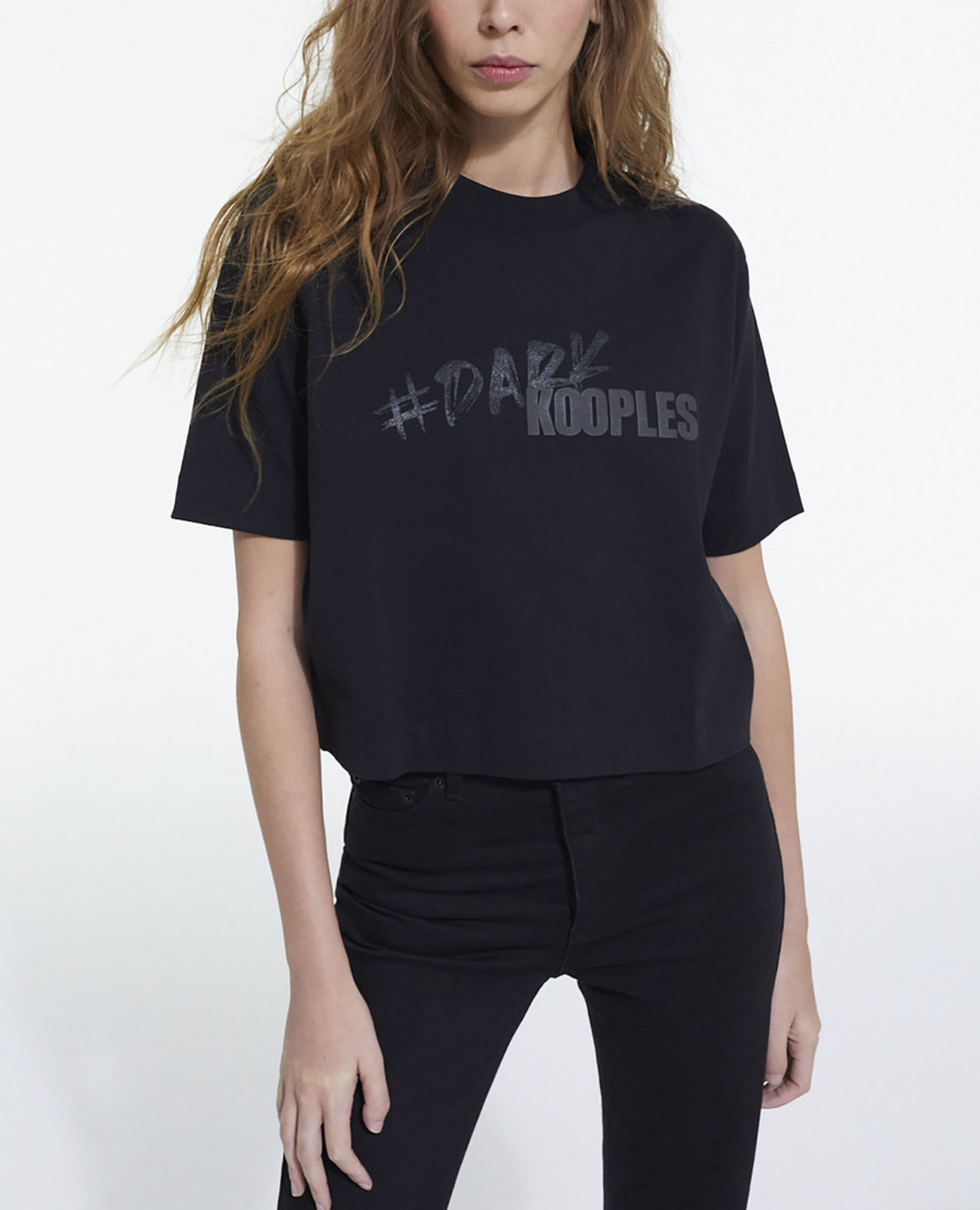 T-Shirt mit schwarzem The Kooples Logo, BLACK, hi-res image number null