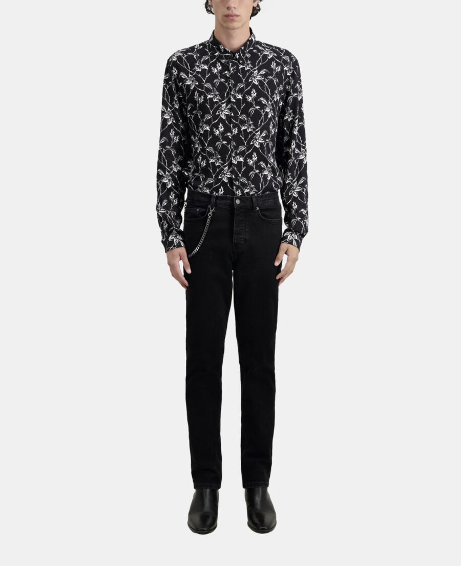 The Kooples H BLACK WASHED straight black jeans with chain