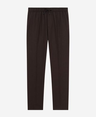 The Kooples HOMME BROWN pantalon droit en laine marron