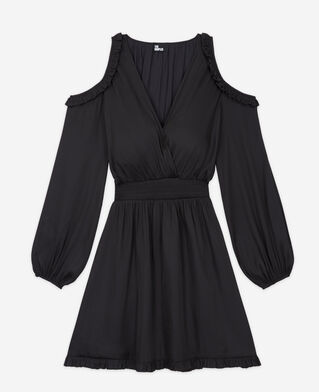 The Kooples FEMME BLACK robe courte à volants noire