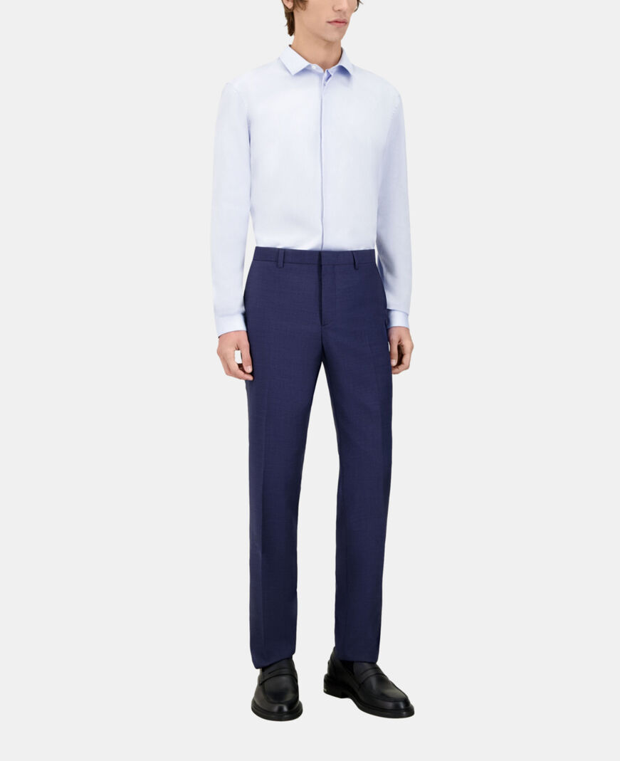 The Kooples HERREN NAVY marineblaue anzughose aus wolle mit mikrokaromuster